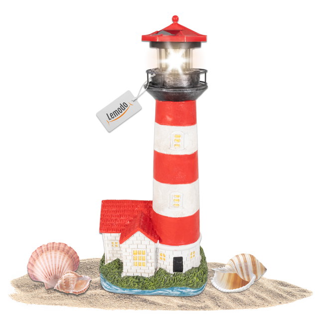 Leuchtturm mit Solarlicht und LED-Leuchtfeuer, Gartendeko 39 cm hoch Leuchtturm mit Solarlicht und LED-Leuchtfeuer, Gartendeko 39 cm hoch